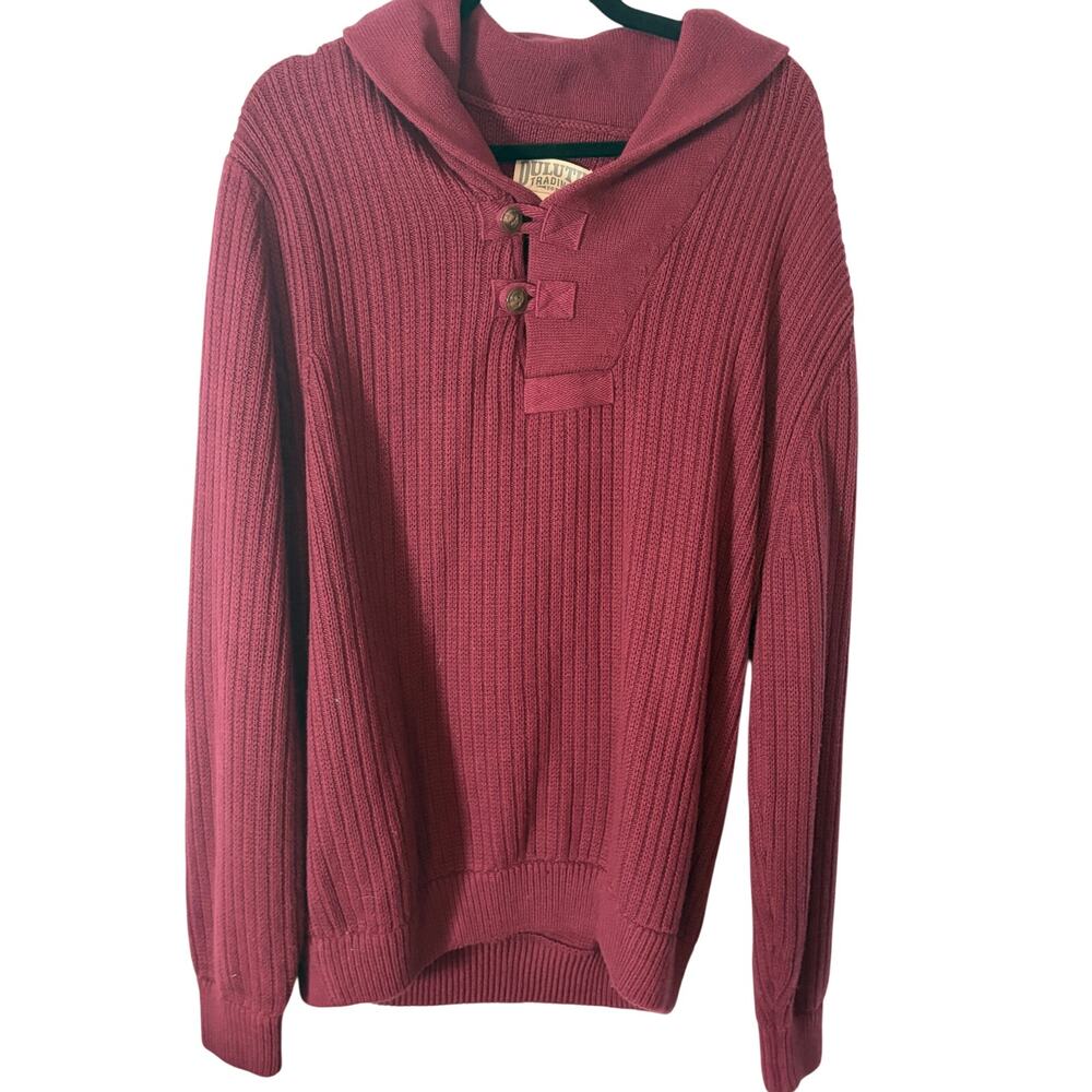 Duluth Trading Co Shawl Collar Sweater XL Rib Knit Cotton Wool Men's Fisherman